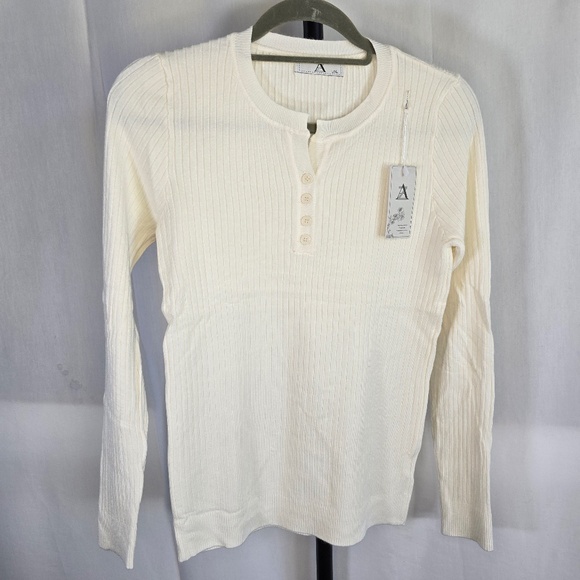 Off White Soft Knit Jersey Sweater Blouse - Picture 1 of 2